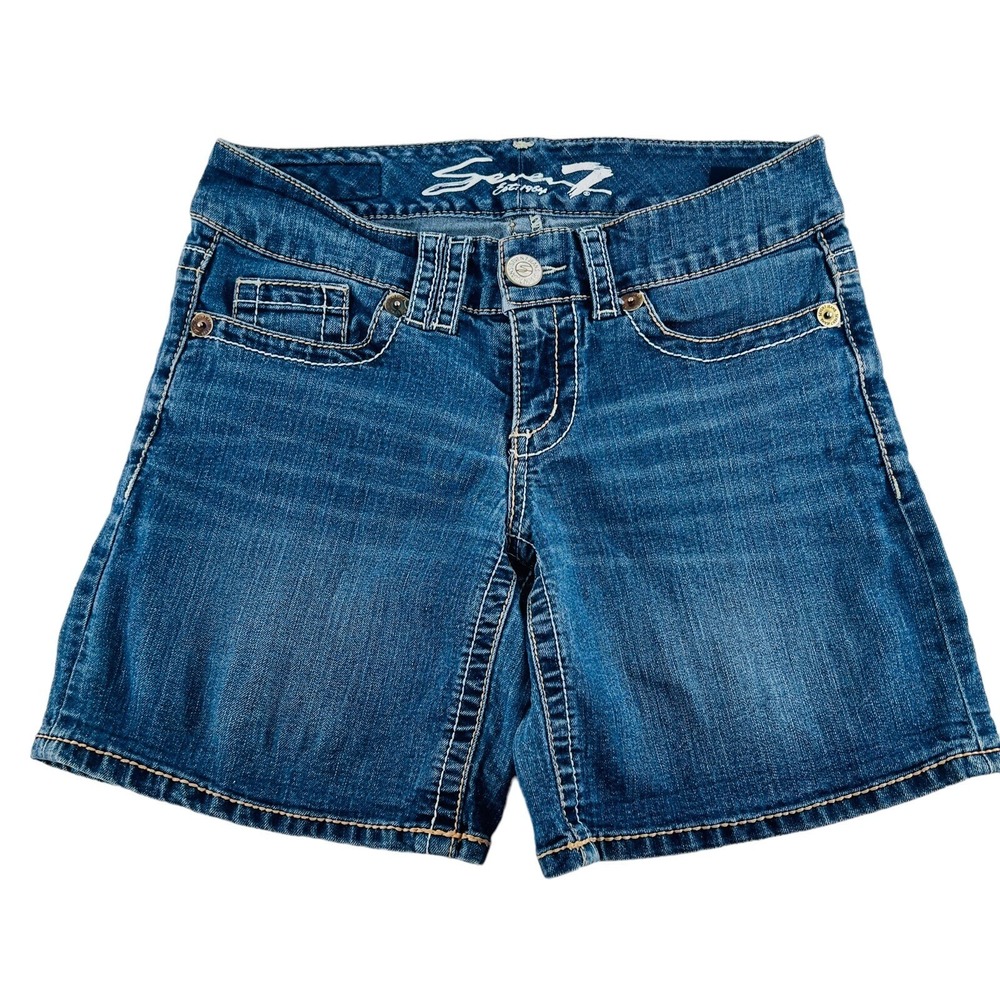 Seven 7 Women's size 28 Jean Denim Bermuda Shorts Stretch medium wash